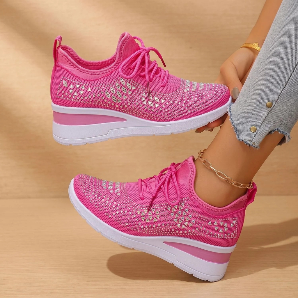 Gabriele | Damen Orthopädische Sneaker mit Strass und Schnürschuh Design