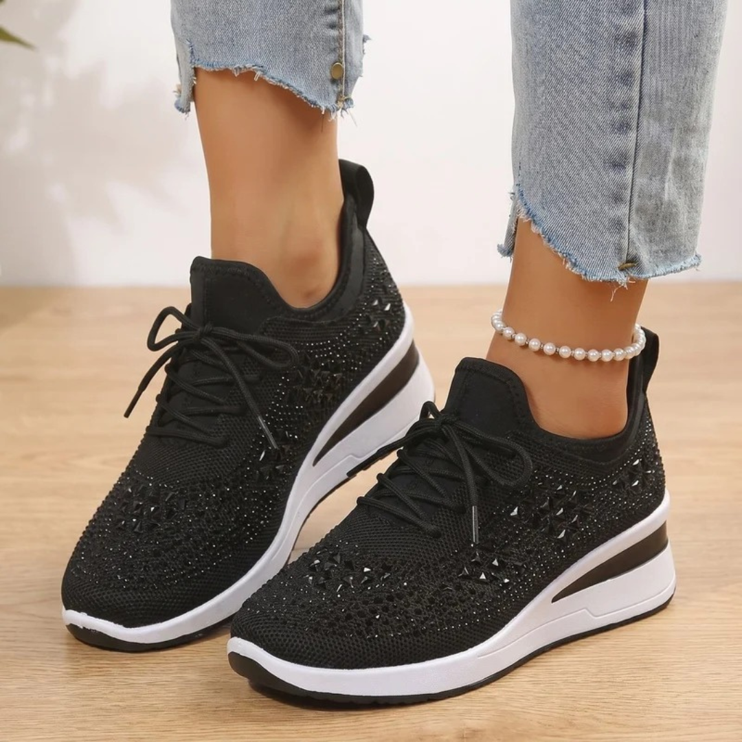 Gabriele | Damen Orthopädische Sneaker mit Strass und Schnürschuh Design