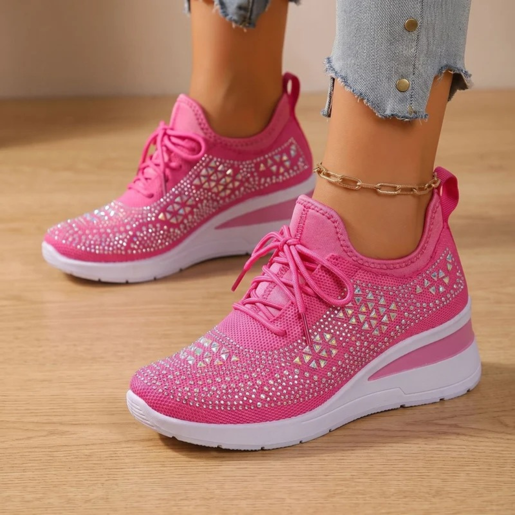 Gabriele | Damen Orthopädische Sneaker mit Strass und Schnürschuh Design
