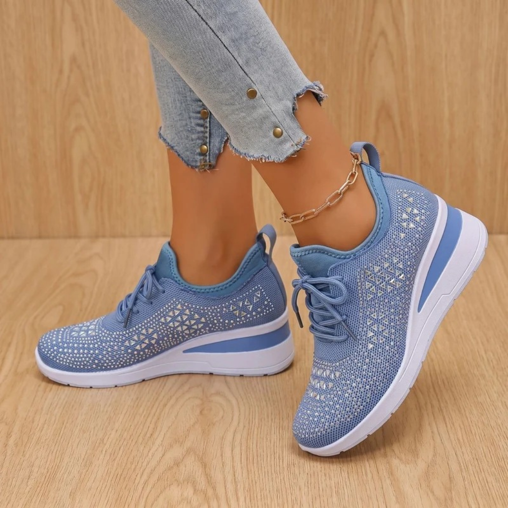 Gabriele | Damen Orthopädische Sneaker mit Strass und Schnürschuh Design