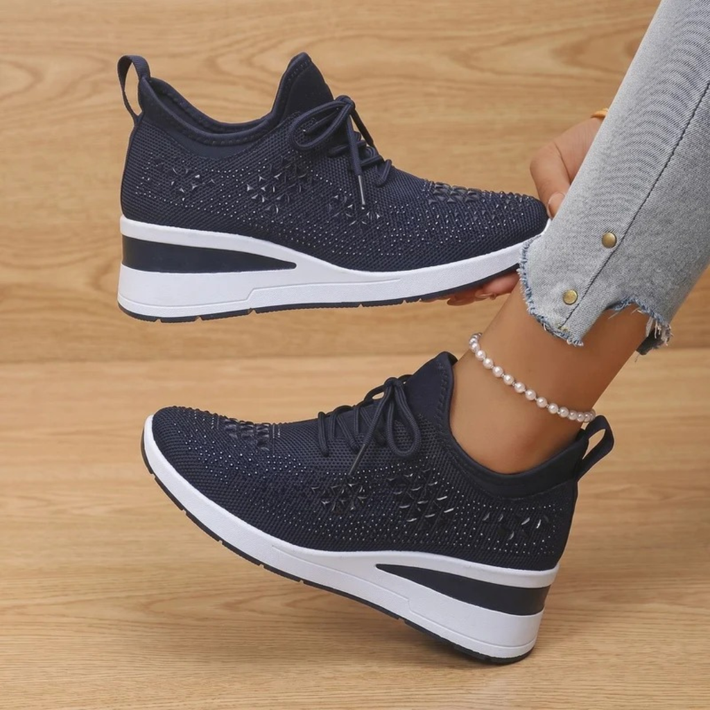 Gabriele | Damen Orthopädische Sneaker mit Strass und Schnürschuh Design