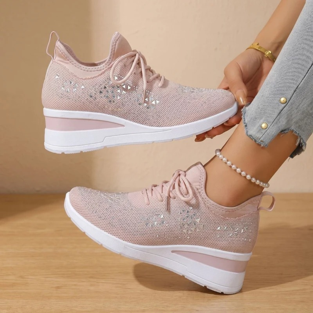 Gabriele | Damen Orthopädische Sneaker mit Strass und Schnürschuh Design