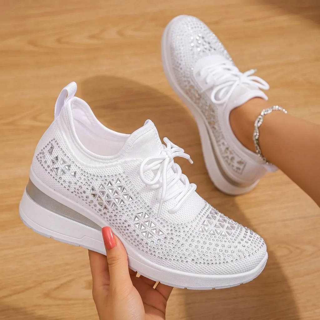 Gabriele | Damen Orthopädische Sneaker mit Strass und Schnürschuh Design