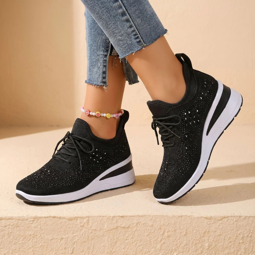 Gabriele | Damen Orthopädische Sneaker mit Strass und Schnürschuh Design