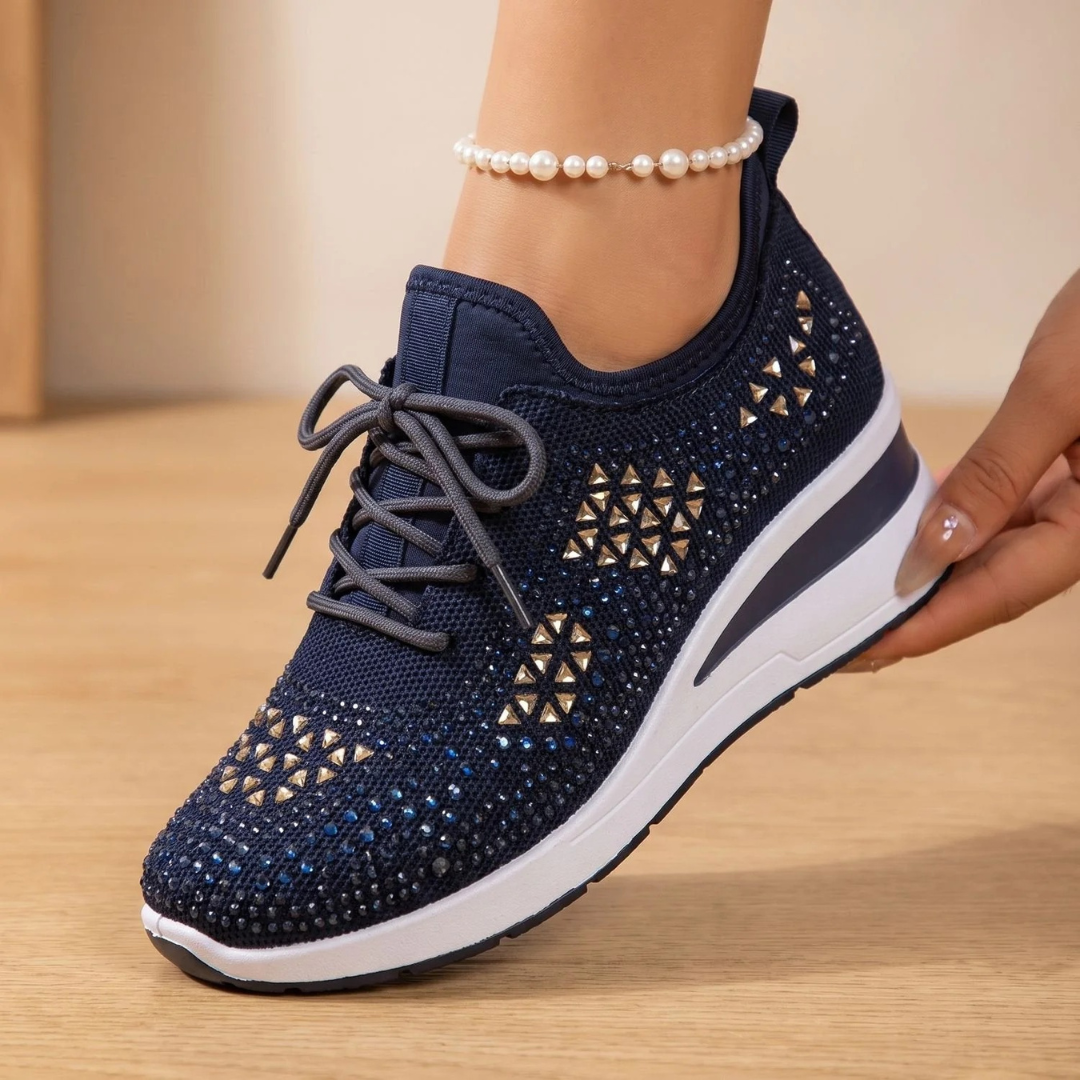 Gabriele | Damen Orthopädische Sneaker mit Strass und Schnürschuh Design