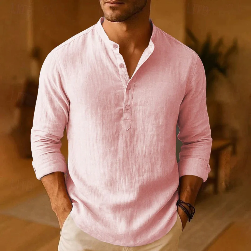 Gero | Herren Henley Shirt Schlicht Design Modern