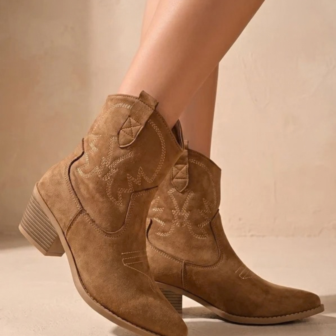 Gertrud | Damen Orthopädische Westernstiefel mit Stickerei und weitem Schaft