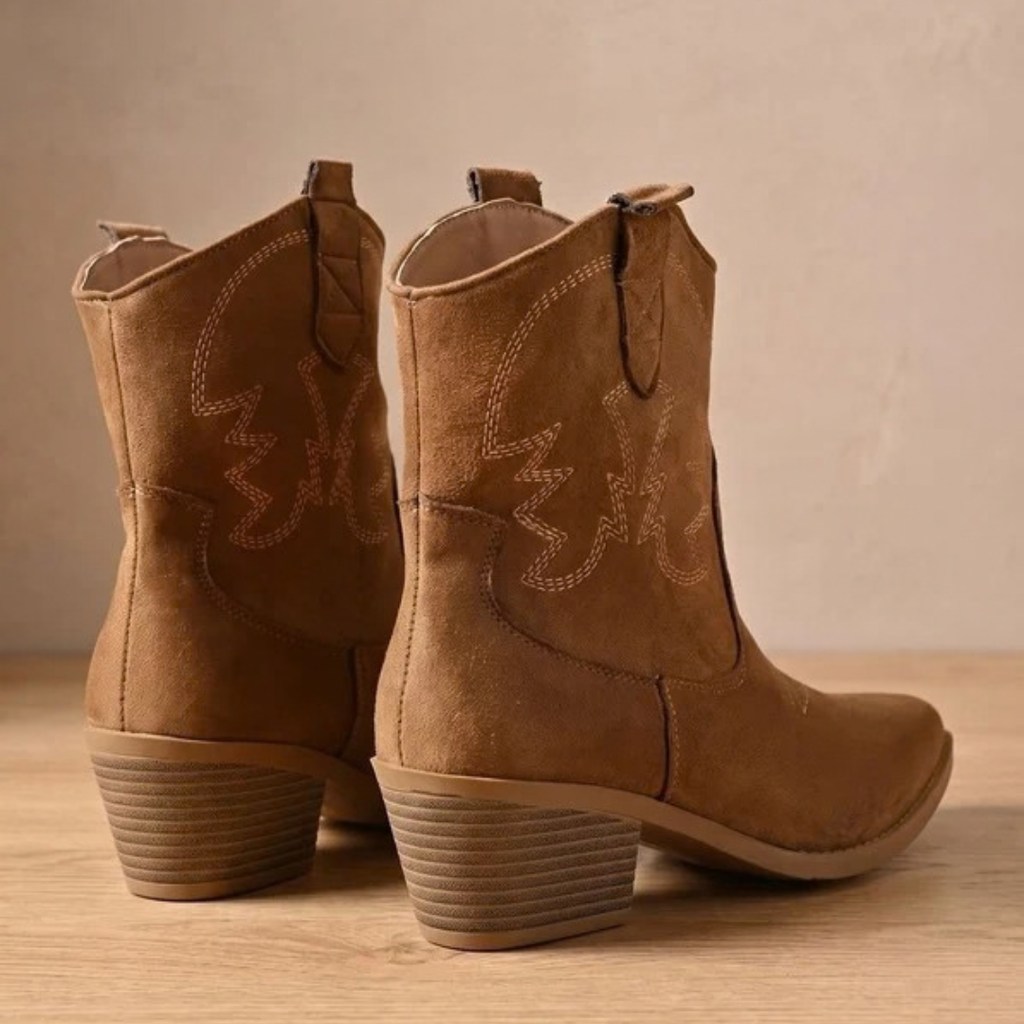 Gertrud | Damen Orthopädische Westernstiefel mit Stickerei und weitem Schaft