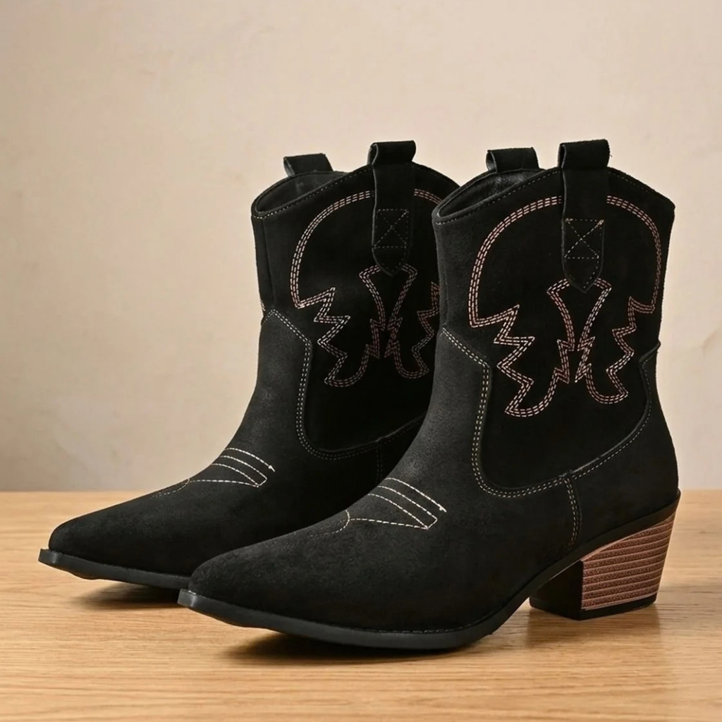Gertrud | Damen Orthopädische Westernstiefel mit Stickerei und weitem Schaft
