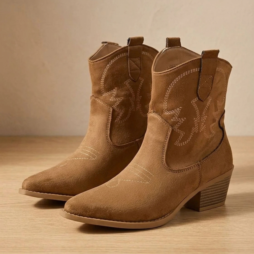 Gertrud | Damen Orthopädische Westernstiefel mit Stickerei und weitem Schaft