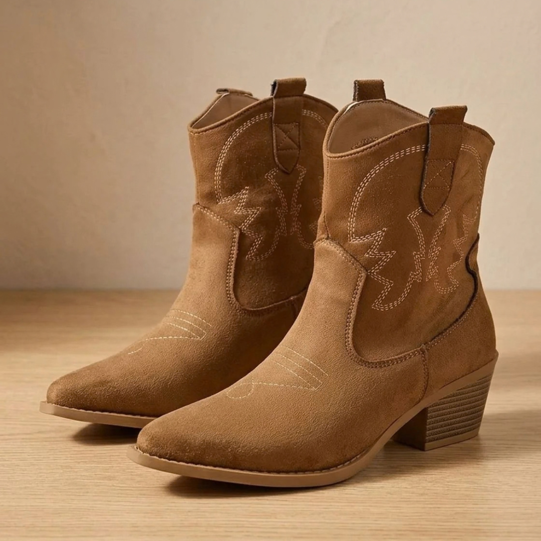 Gertrud | Damen Orthopädische Westernstiefel mit Stickerei und weitem Schaft