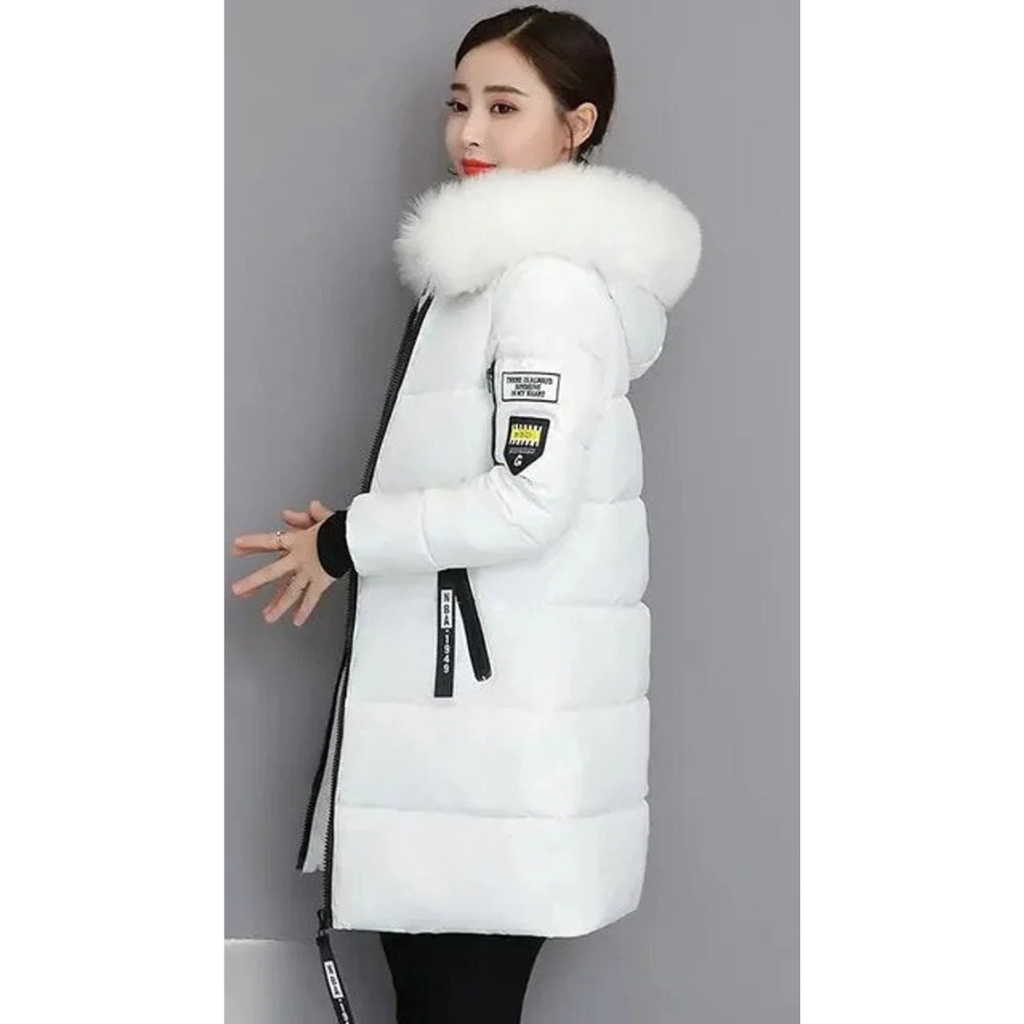 Gertrud | Damen Winterjacke Lang mit Kapuze und Reißverschluss, Komfort Parka mit Taschen