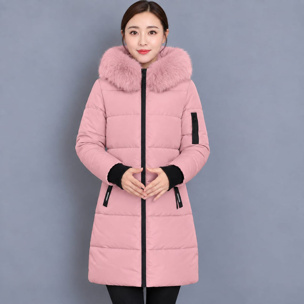 Gertrud | Damen Winterjacke Lang mit Kapuze und Reißverschluss, Komfort Parka mit Taschen