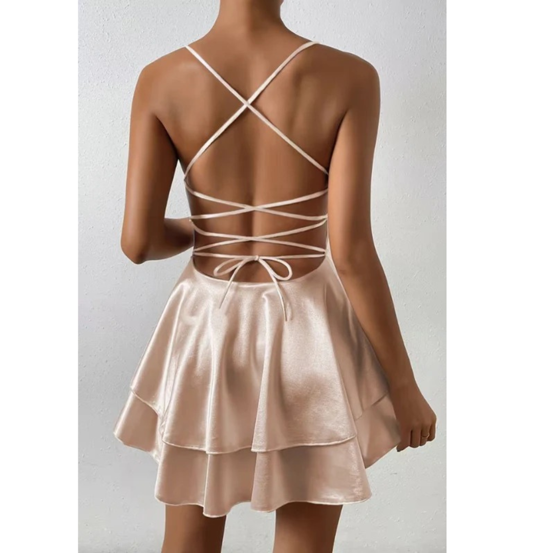 Gesa | Damen Mini-Cocktailkleid Mit V-Ausschnitt