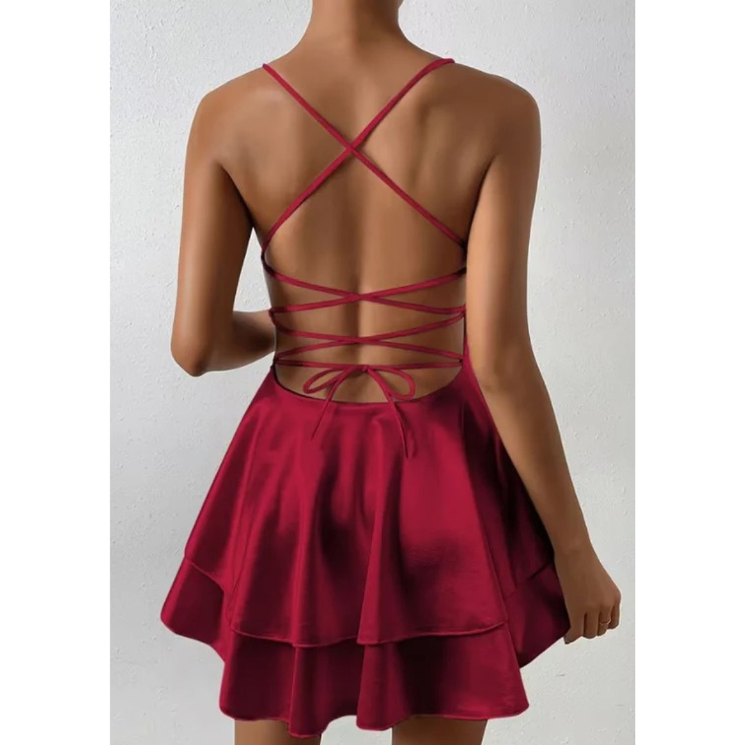 Gesa | Damen Mini-Cocktailkleid Mit V-Ausschnitt