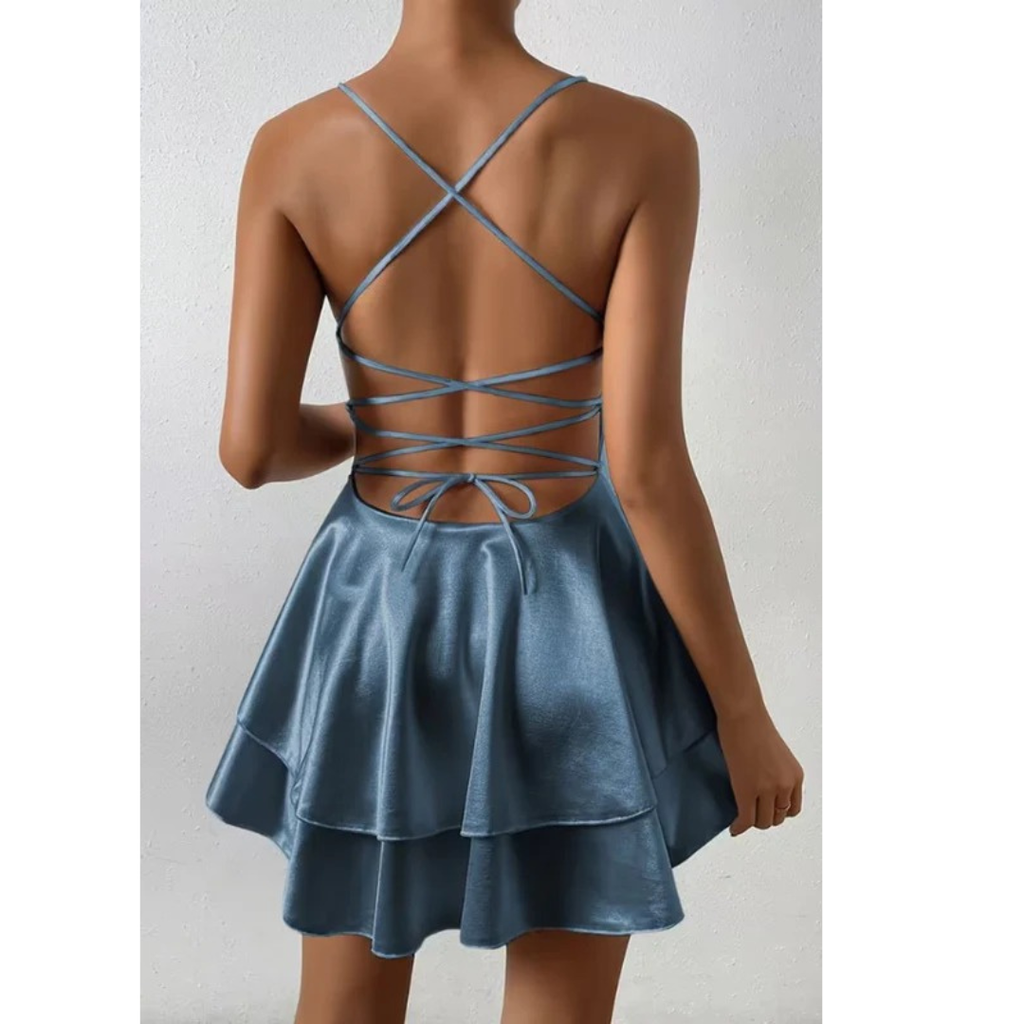 Gesa | Damen Mini-Cocktailkleid Mit V-Ausschnitt