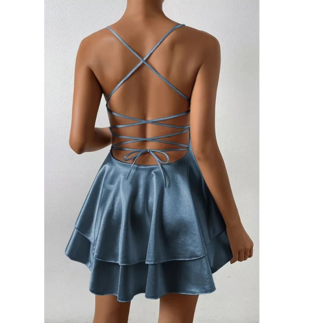 Gesa | Damen Mini-Cocktailkleid Mit V-Ausschnitt
