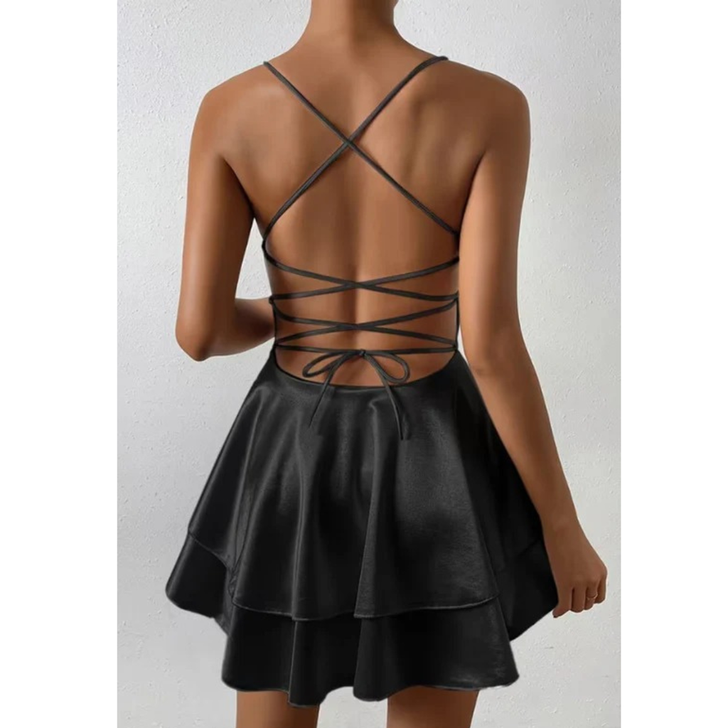 Gesa | Damen Mini-Cocktailkleid Mit V-Ausschnitt
