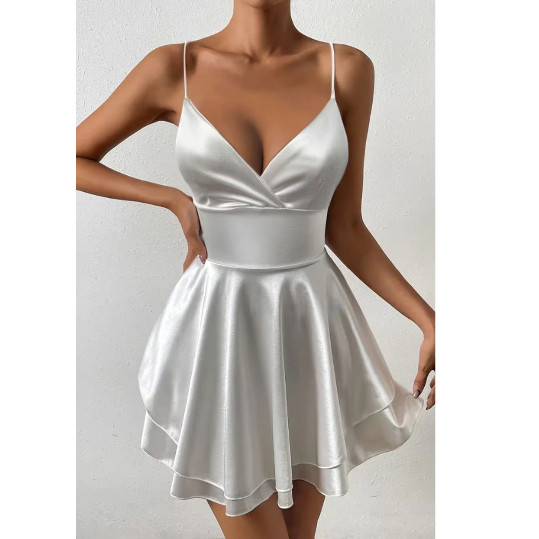 Gesa | Damen Mini-Cocktailkleid Mit V-Ausschnitt