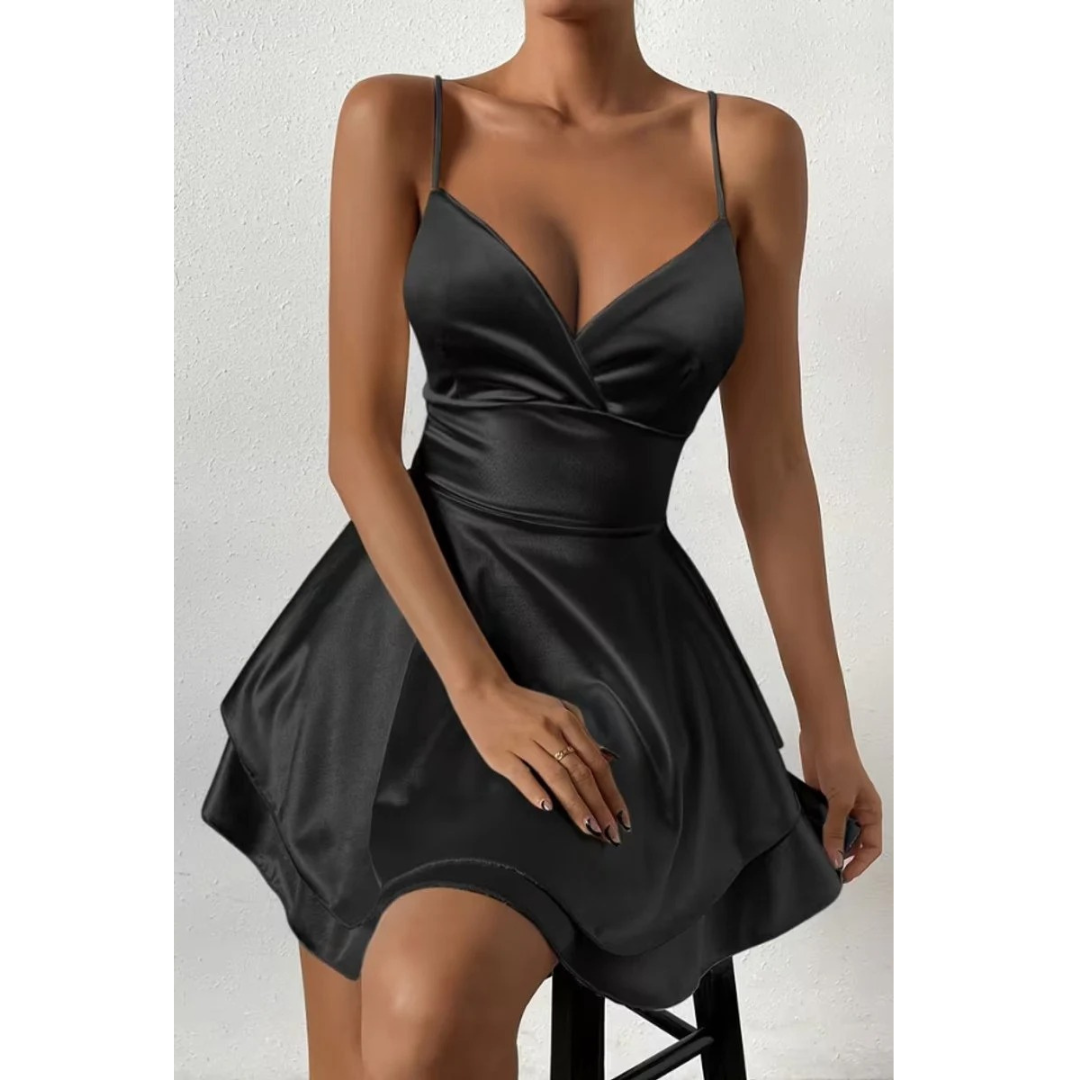 Gesa | Damen Mini-Cocktailkleid Mit V-Ausschnitt