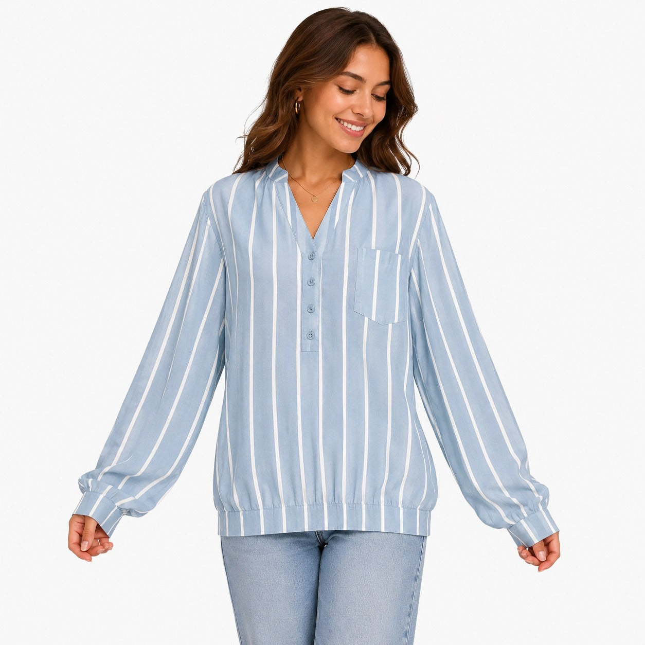 Gestreifte Bluse mit Knopfleiste – Zeitlose Form für Damen