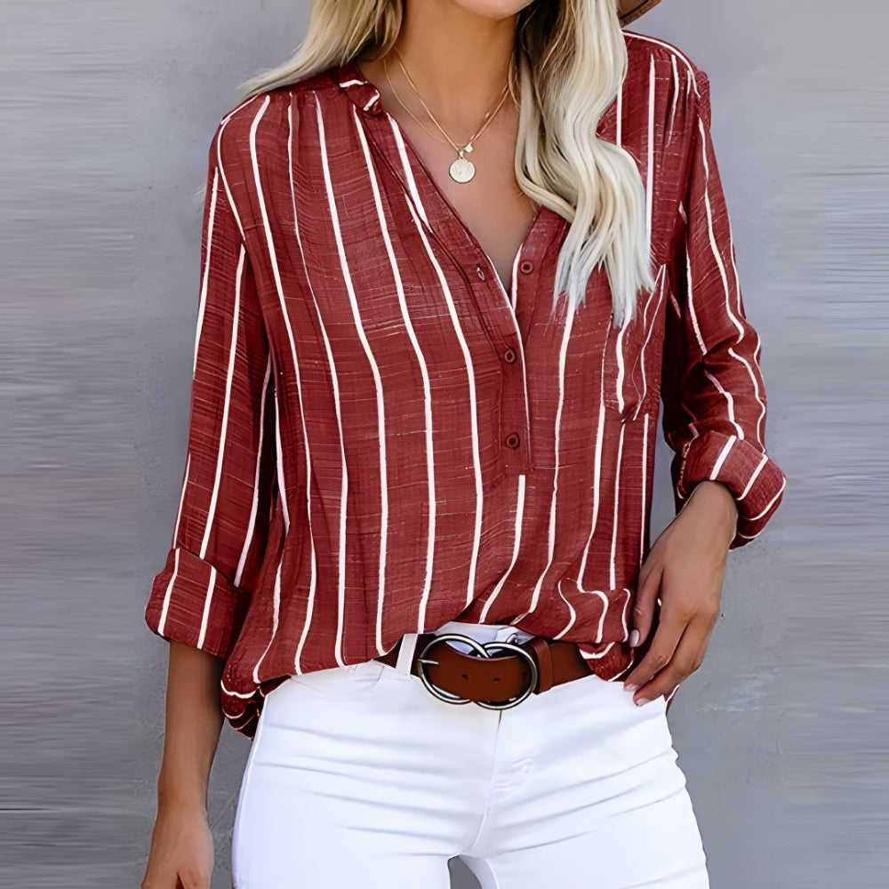 Gestreifte Bluse mit Knopfleiste – Zeitlose Form für Damen