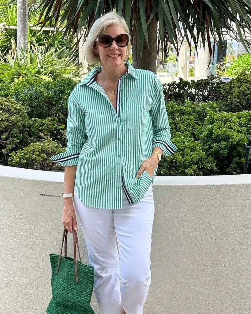 Gestreifte Damen Bluse langarm | Elegante Bluse
