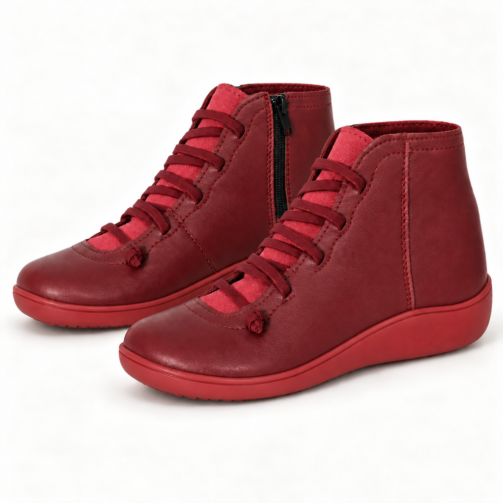 Gina | Damen Orthopädische Stiefeletten mit Schnürung und Reißverschluss