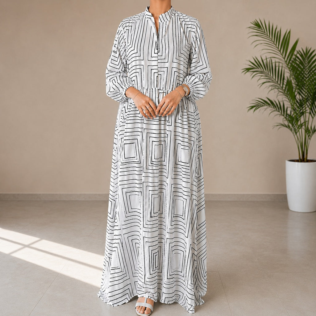 Gisela | Damen Freizeit Maxikleid Mit Knopfleiste