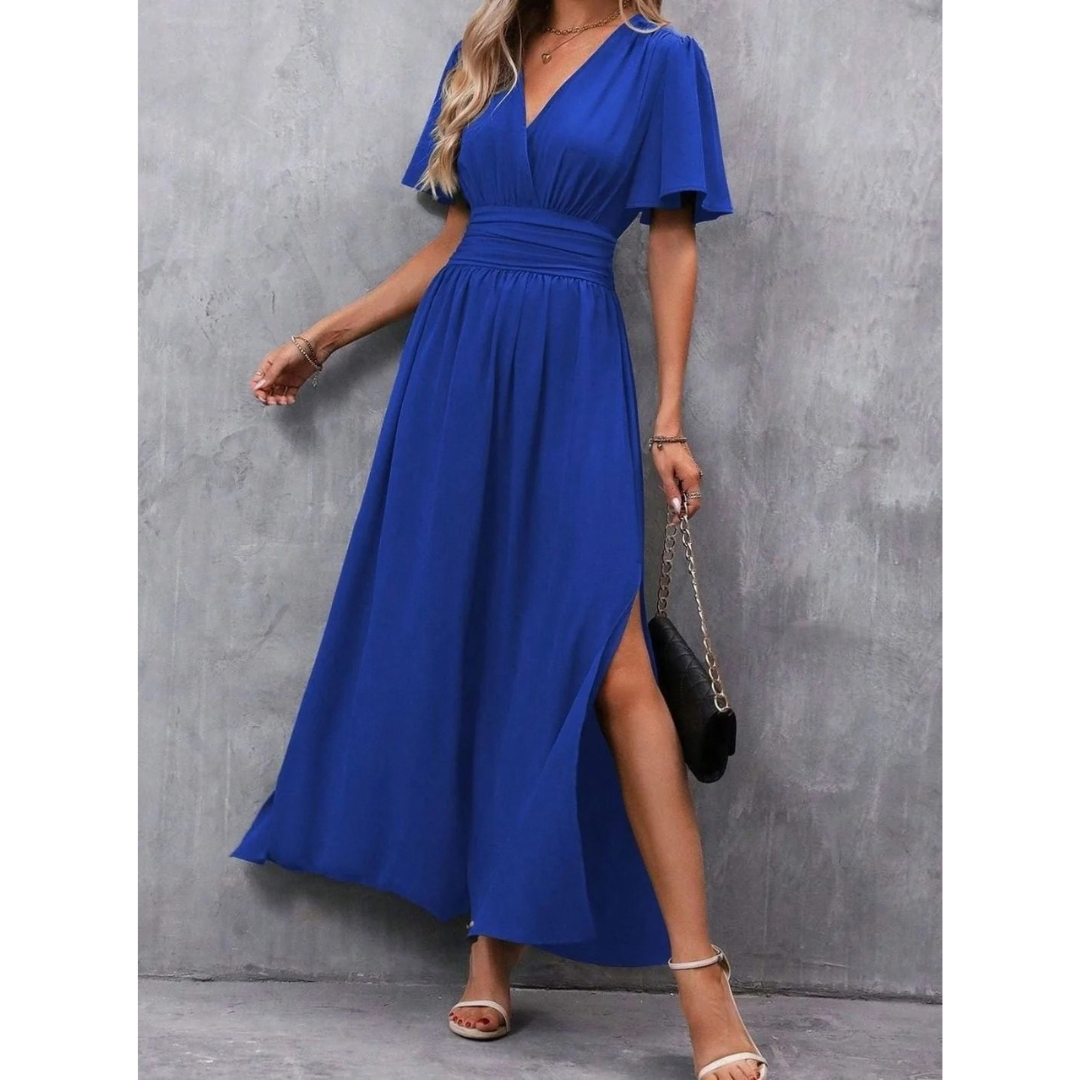Gisela | Damen Maxikleid mit V Ausschnitt und langem Schnitt
