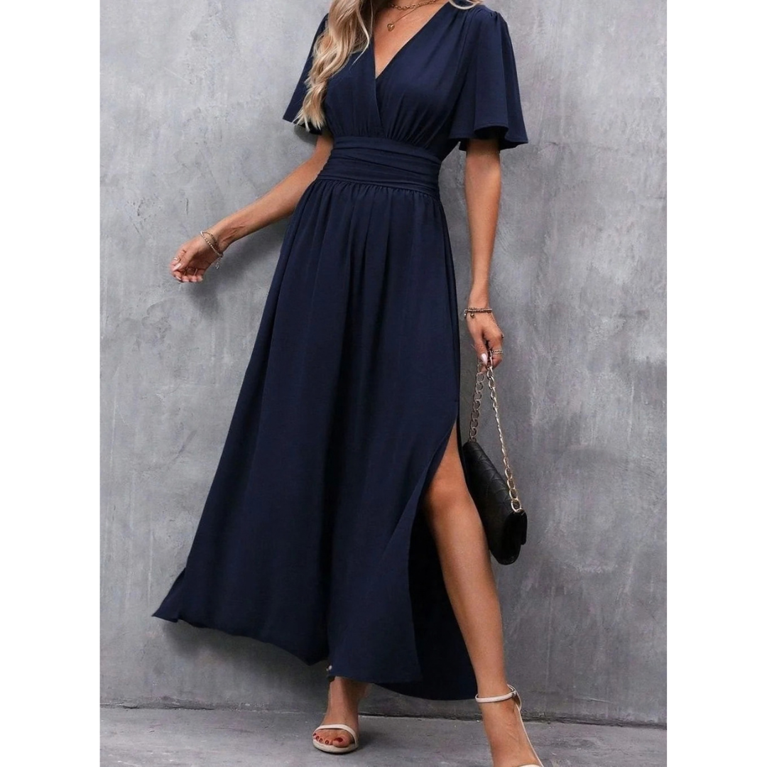 Gisela | Damen Maxikleid mit V Ausschnitt und langem Schnitt