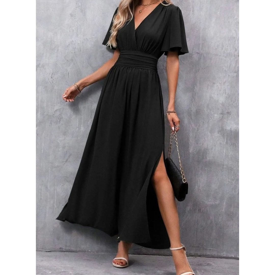 Gisela | Damen Maxikleid mit V Ausschnitt und langem Schnitt
