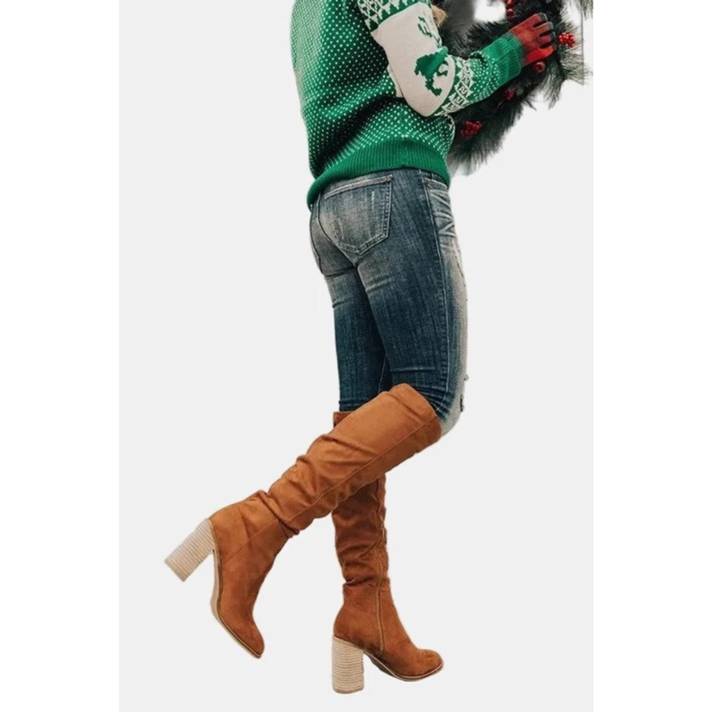 Gisela | Damen Orthopädische Overknee Stiefel mit Reißverschluss, langer Schaft und Absatz