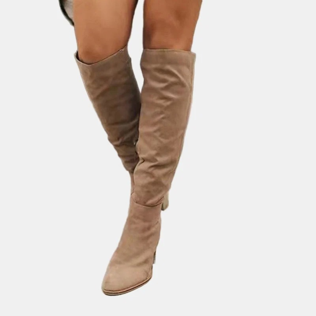 Gisela | Damen Orthopädische Overknee Stiefel mit Reißverschluss, langer Schaft und Absatz
