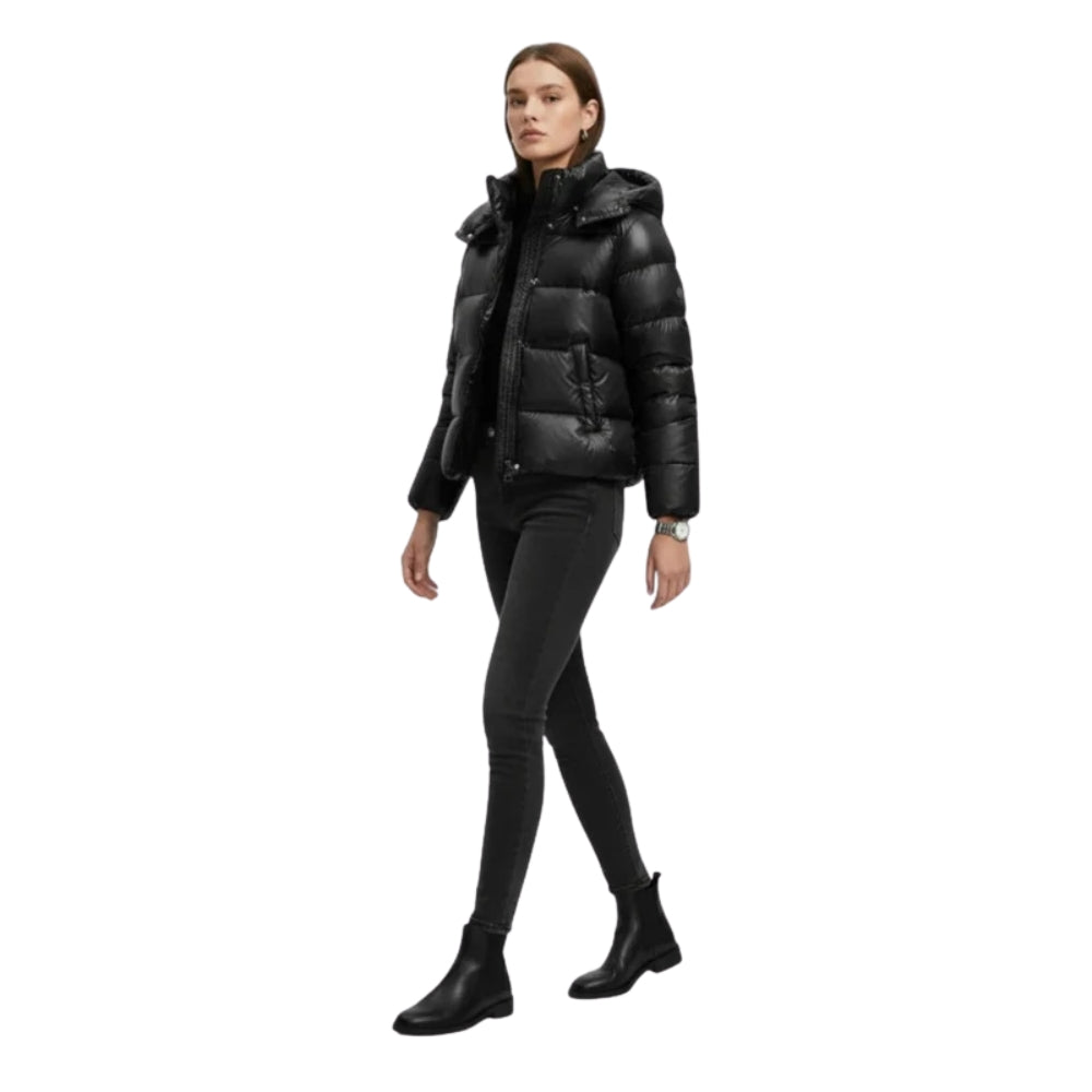 Glänzende Puffer Winterjacke – Damenjacke mit Moderner Silhouette