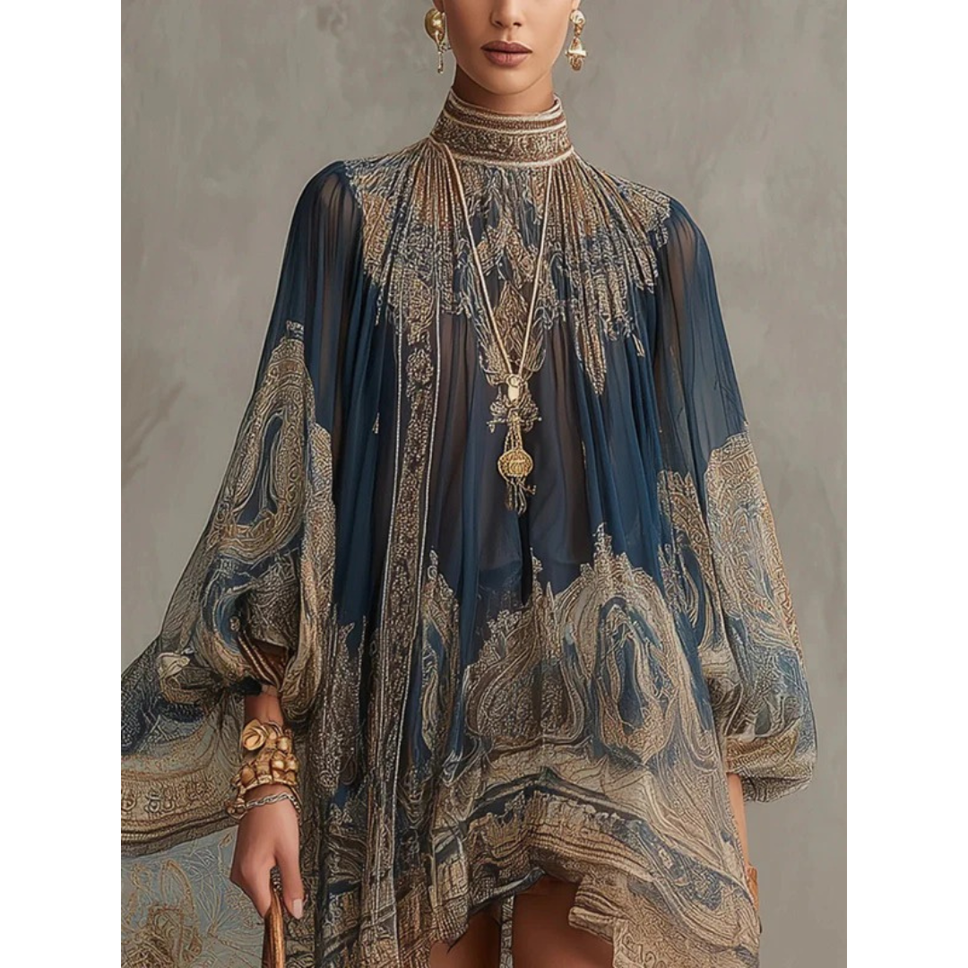 Gloria | Damen Elegante Chiffon Midikleid