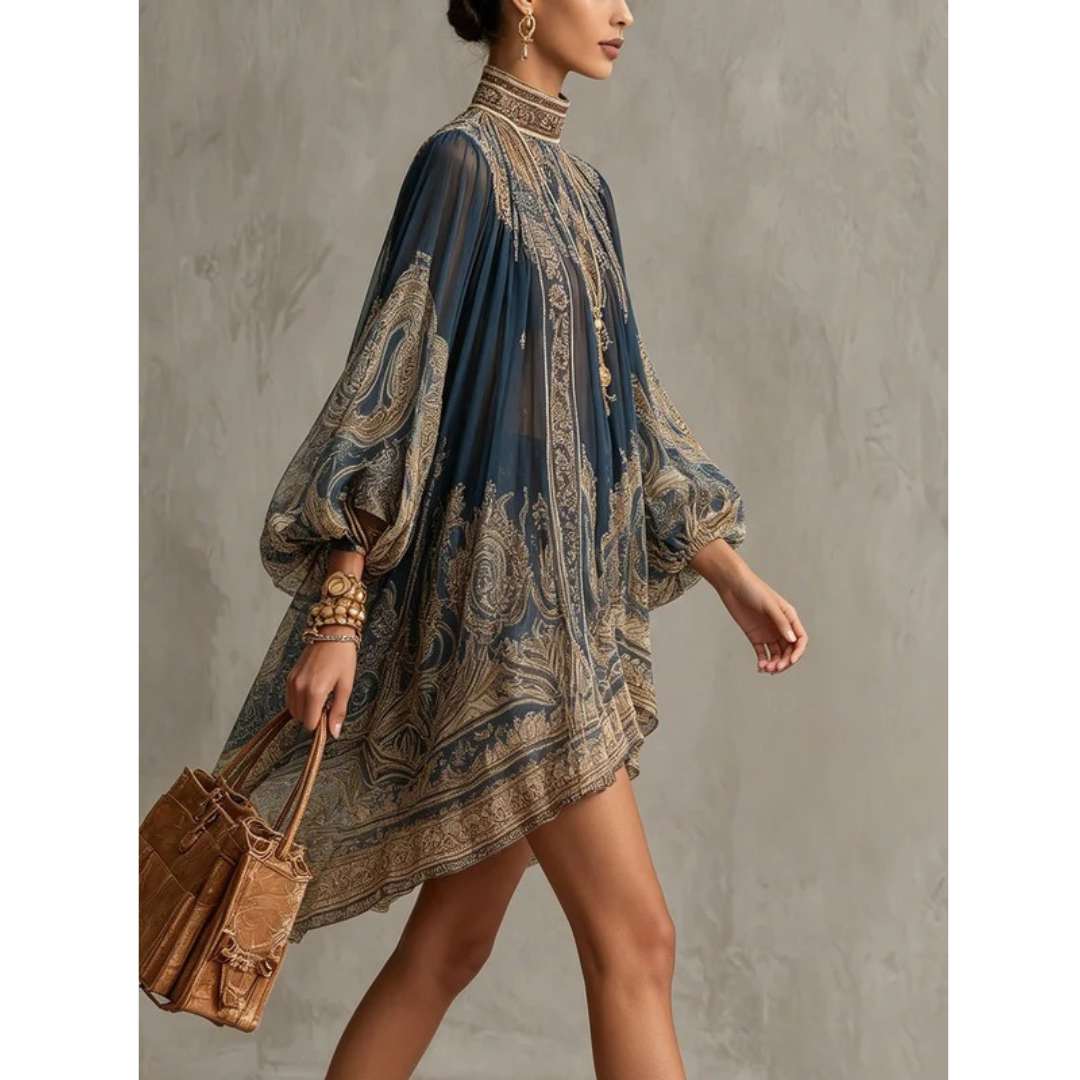 Gloria | Damen Elegante Chiffon Midikleid