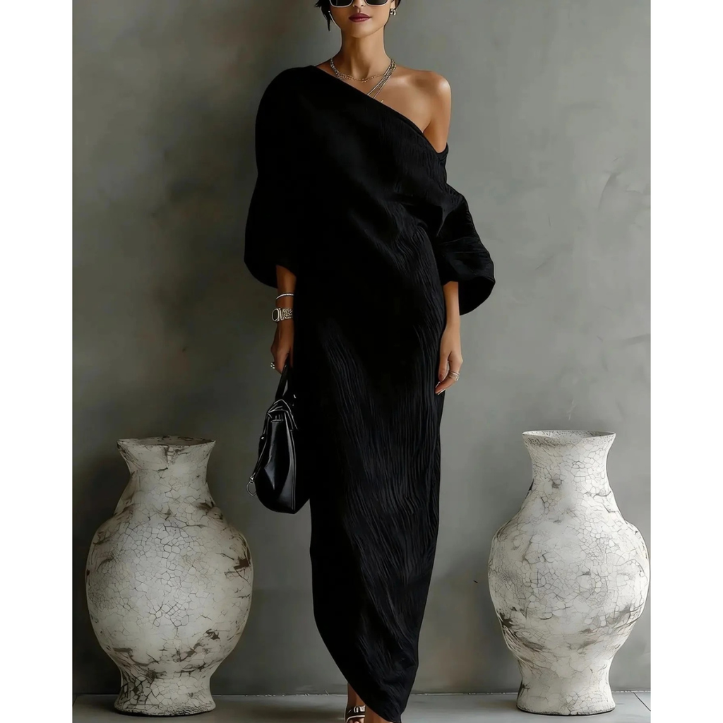 Gloria | Damen Leinen Maxikleid Asymmetrisch