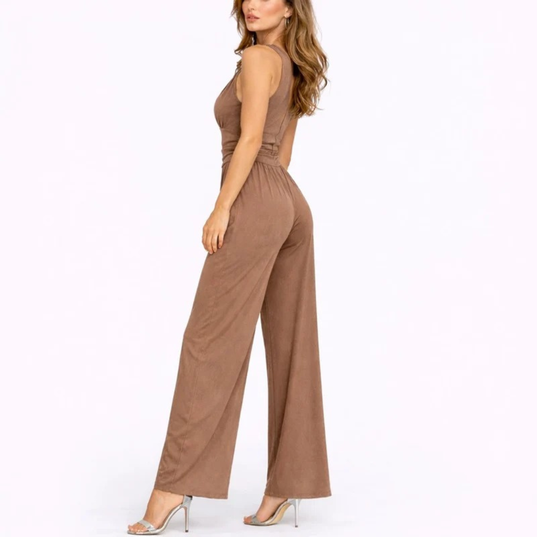 Greta | Damen Elegante Jumpsuit mit V-Ausschnitt