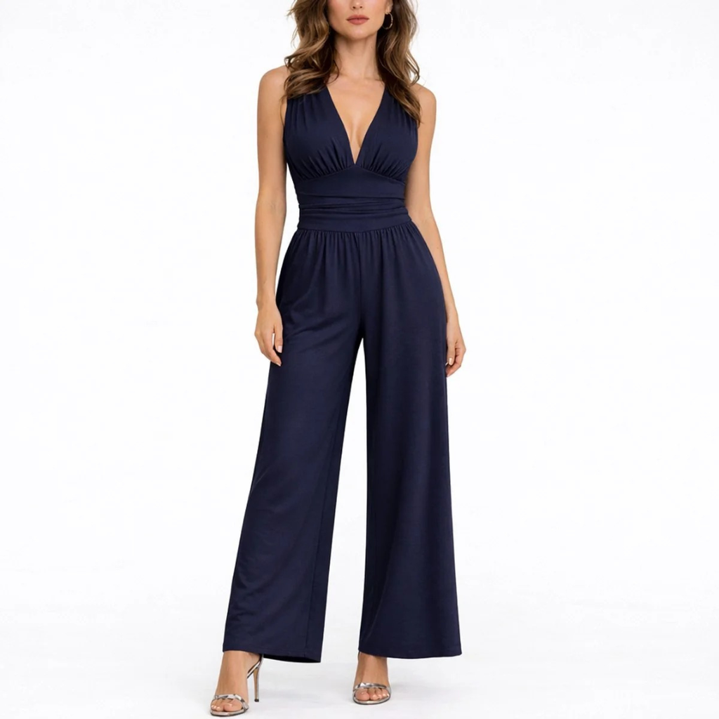 Greta | Damen Elegante Jumpsuit mit V-Ausschnitt