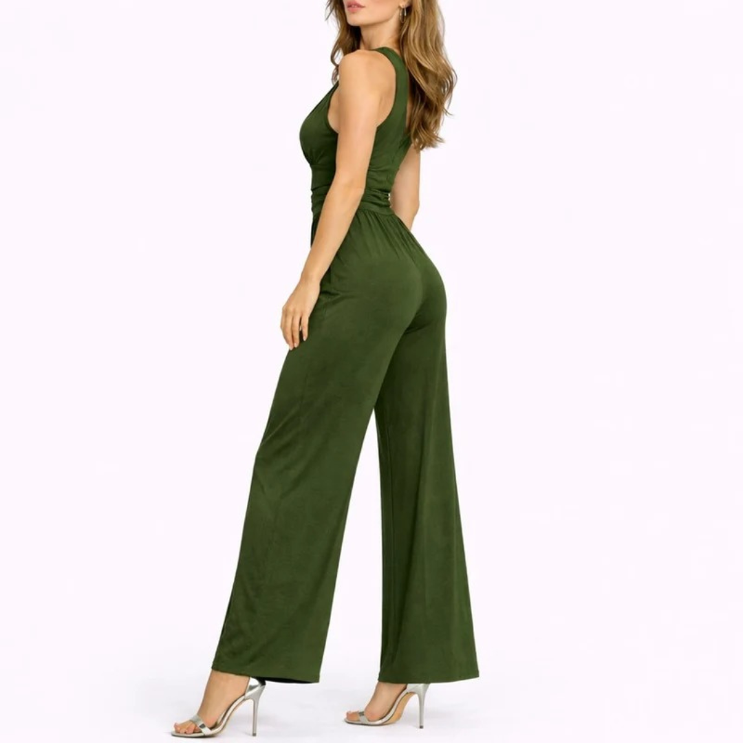 Greta | Damen Elegante Jumpsuit mit V-Ausschnitt
