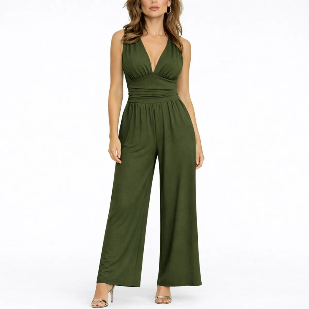 Greta | Damen Elegante Jumpsuit mit V-Ausschnitt