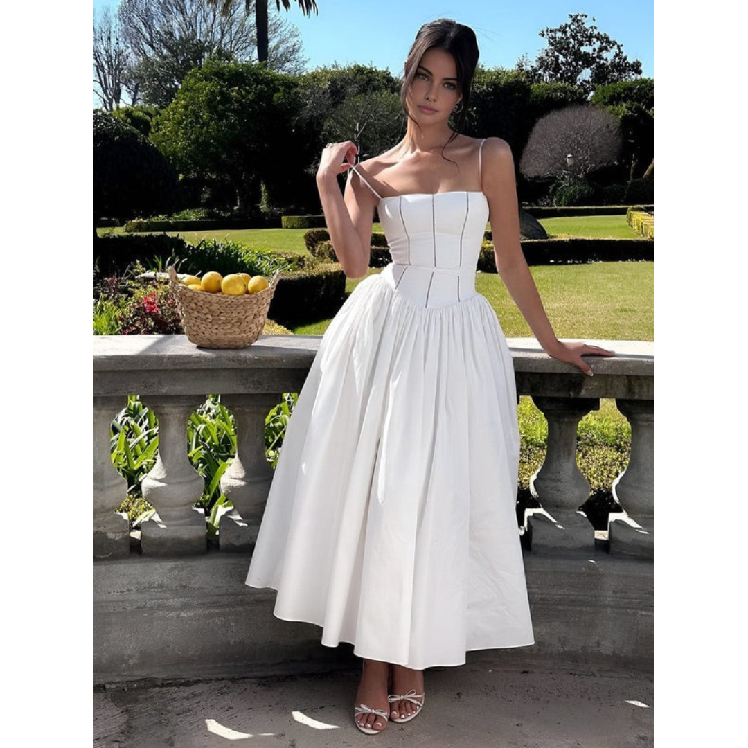 Greta | Damen Kleid Für Hochzeitsgast In Midi Länge Mit Korsett