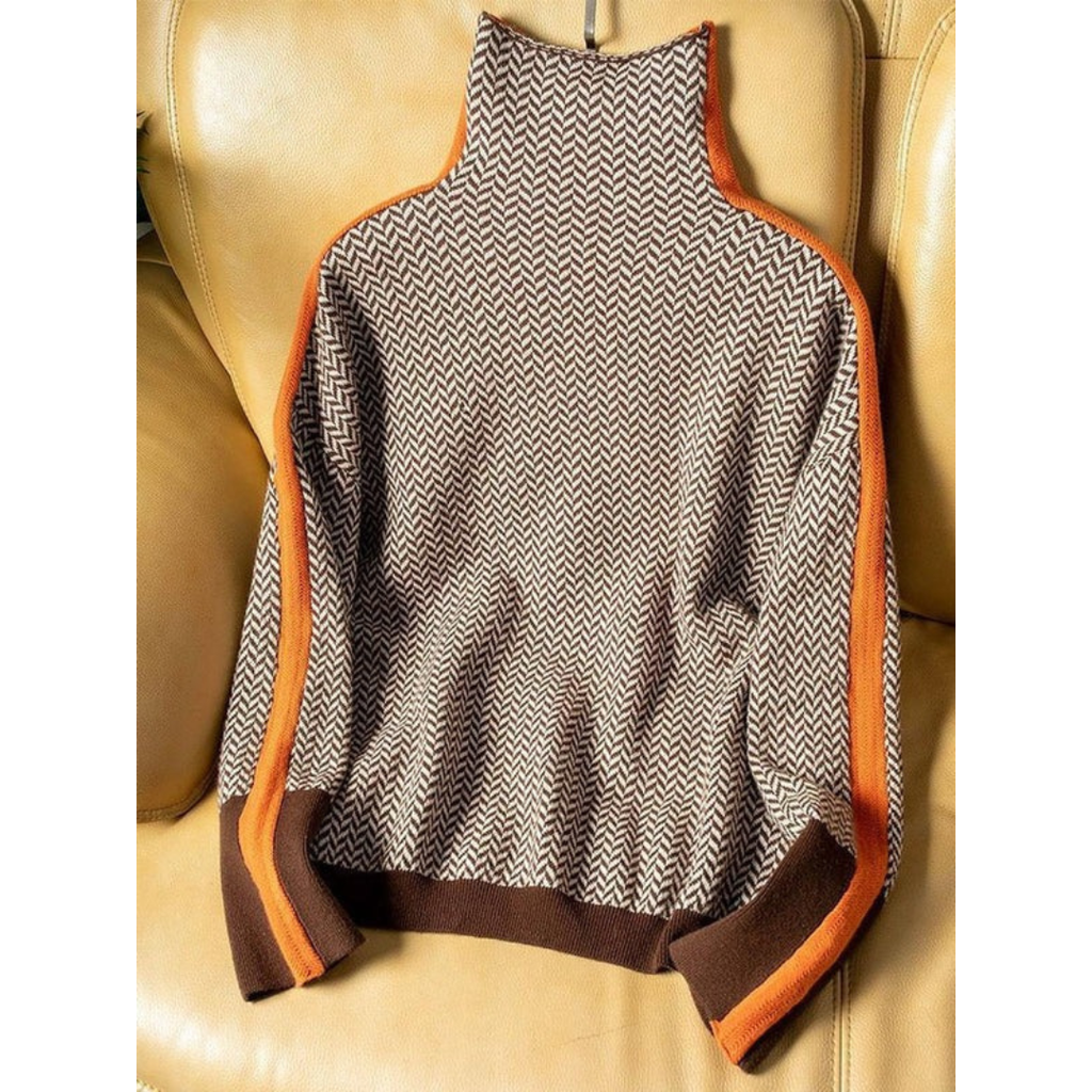 Greta | Damen Rollkragenpullover mit Muster und weitem Schnitt