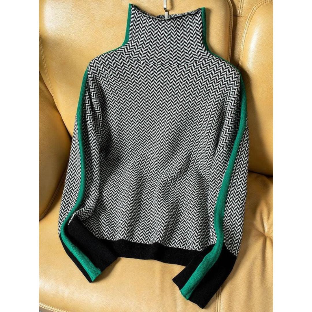 Greta | Damen Rollkragenpullover mit Muster und weitem Schnitt