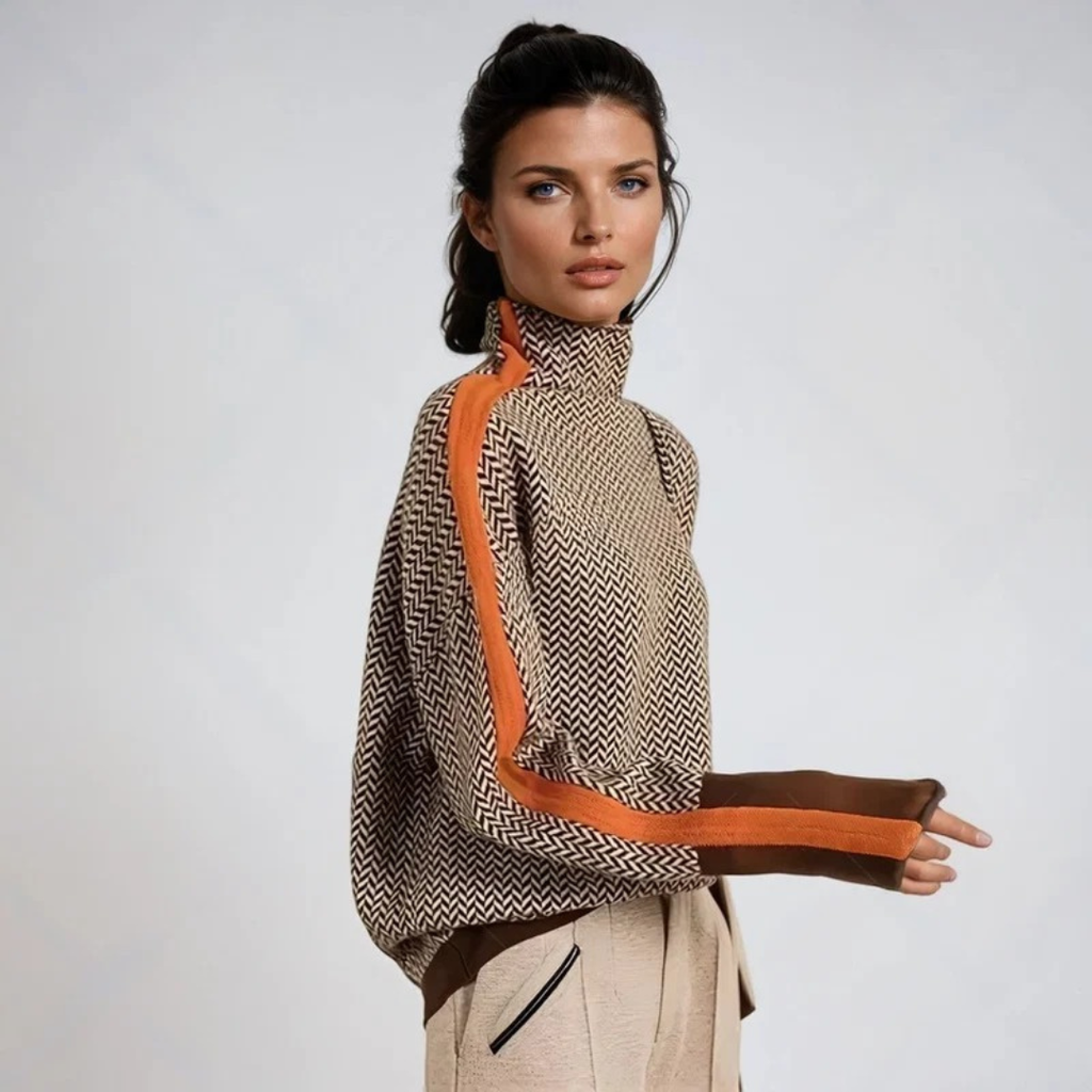 Greta | Damen Rollkragenpullover mit Muster und weitem Schnitt