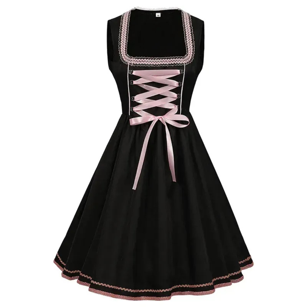 Greta | Damen Schwarzes Blumen Oktoberfest Dirndl
