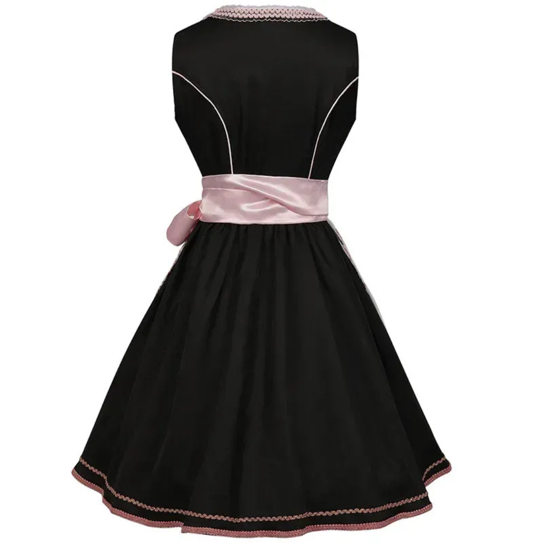 Greta | Damen Schwarzes Blumen Oktoberfest Dirndl