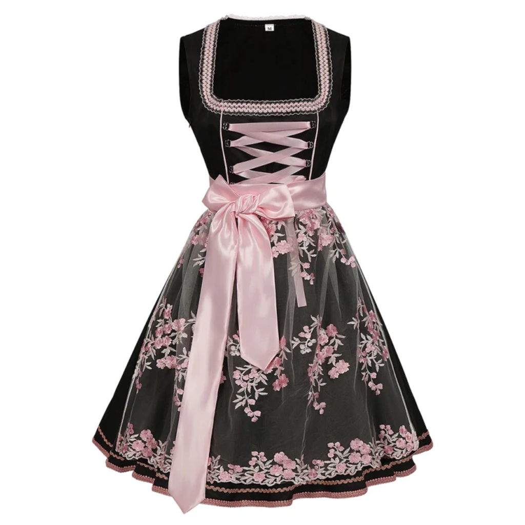 Greta | Damen Schwarzes Blumen Oktoberfest Dirndl