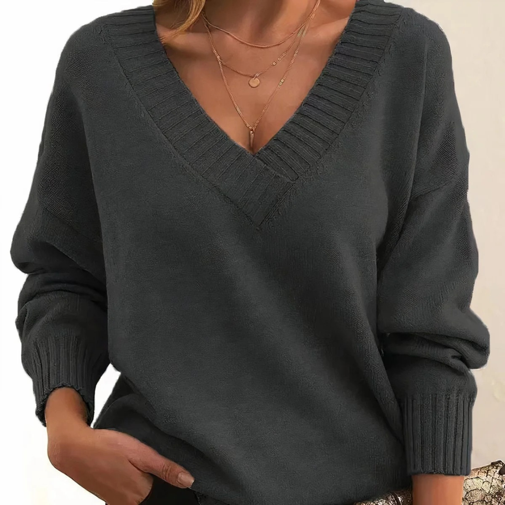 Greta | Damen Strick Pullover mit V-Ausschnitt